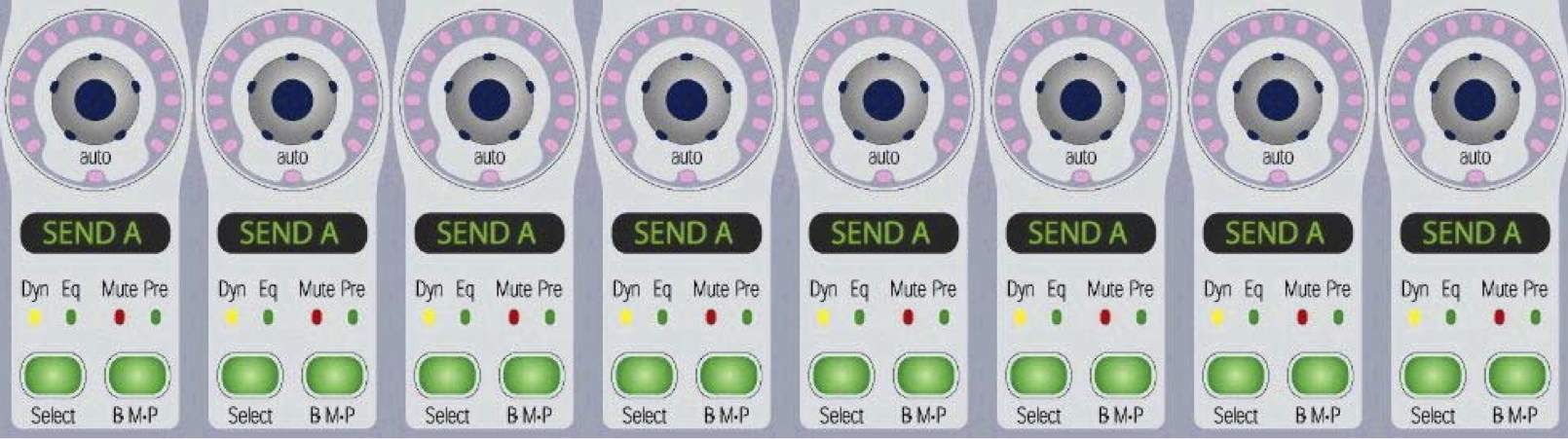 Encoder layout for the D-Control surface's Custom Fader mode